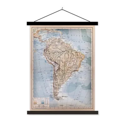 Obrázek produktu pro MuchoWow® Textilní plakát - Klasická mapa světa Jižní Amerika - 120x160cm - S černými lamelami