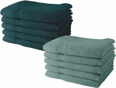 Zdjęcie produktu dla Zestaw Prosoape Today, 100% bumbac, verde inchis/verde deschis, 50x90cm, 10 bucati