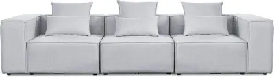 Produktbild von HOME DELUXE - Sofa VERONA - Hellgrau, Größe: M - ca. 327 x 70 x 120 cm, Sitzhöhe: 46 cm, Sitztiefe: 80 cm, inkl. Kissen I Modulares Sofa Modulsofa Ecksofa Wohnlandschaft