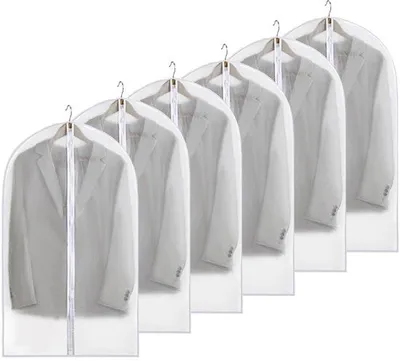 Immagine prodotto di Valigie trasparenti lunghe per camicie, gonne e completi, 60 x 100 cm, bianche