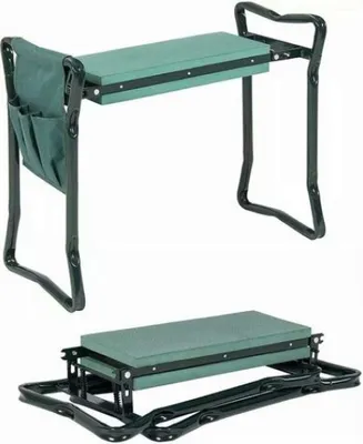 Produktbild von Gartenhocker, Kniebank, Gartensitz, faltbar, Gärtnersitz, Garten-Kniebank mit Werkzeugtaschen – Grün