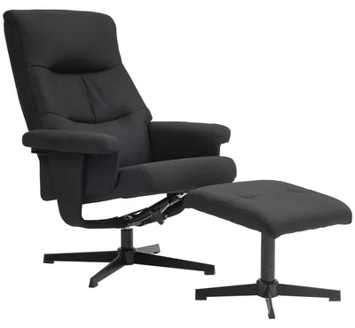 Produktbild von Liegesessel mit Hocker, drehbar, Wippfunktion, Samtoptik, bis 150 kg, Schwarz