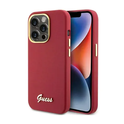 Zdjęcie produktu dla Etui GUESS do telefonu IPHONE 15 Pro GUHCP15LSMBSLM (silikonowy napis, metalowe logo i ramka) magenta