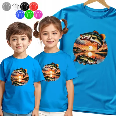 Produktbild von Kinder T-Shirt - WĘDKARSTWO - OKOŃ I ZACHÓD für Jungen - L