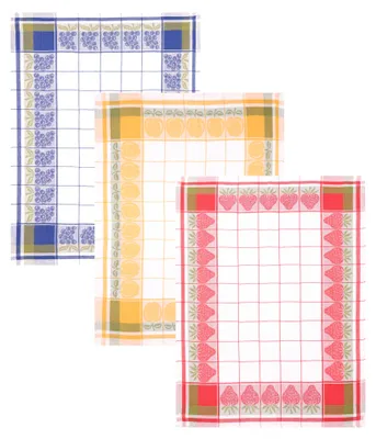 Produktbild von Betz 3 Stück Halbleinen Geschirrtücher 50x70 cm Motiv: FRÜCHTE