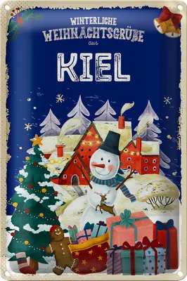Produktbild von Blechschild Weihnachtsgrüße KIEL FEST 20x30cm