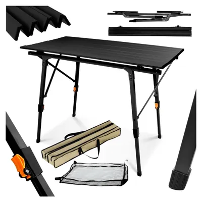 Produktbild von Klapptisch für Camping und Garten, höhenverstellbar (Schwarz)