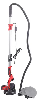 Immagine prodotto di Levigatrice per cartongesso - Levigatrice a collo lungo per pareti e soffitti - 850 W - 220 V - Velocità di rotazione 800–1800 giri/min, regolabile - Telescopica - Aspirazione della polvere - Luce a LED - Rossa