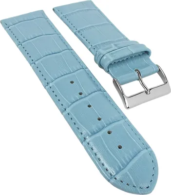 Produktbild von Herzog Uhrenarmband Leder | Alligatorprägung | gepolstert Hellblau 20322S, Stegbreite:20mm
