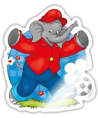 Produktbild von Spreadshirt Benjamin Blümchen Fußballer Sticker Aufkleber, 10 x 10 cm, Weiß glänzend
