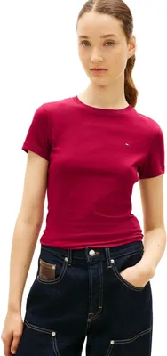Produktbild von Tommy Jeans Damen 3er Pack T-Shirts Kurzarm mit Rundhalsausschnitt, Mehrfarbig (Black/Ecru/Red Alert), S