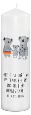 Produktbild von Mr. & Mrs. Panda Kerze Koala Familie 29 x 8 cm XL - Weiß - Geschenk, Papa, Family, Koalas, Bedruckte, Blockkerze, Wachskerze, Stumpenkerze, Erinnerungskerze, Muttertag