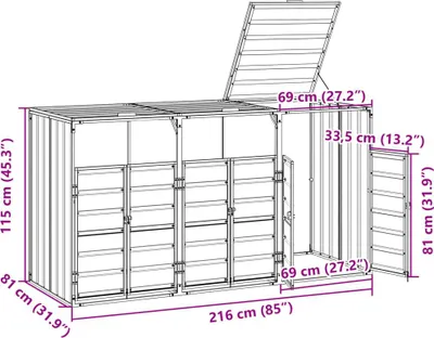 Obrázok produktu pre vidaXL Odpadkový box na 3 tony antracit 216x81x115 cm oceľ