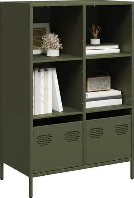 Image de vidaXL Highboard vert olive 68x39x103,5 cm acier