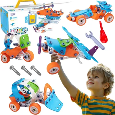 Produktbild von Woopie 5-in-1-Vorbaubausteine-Fahrzeugset
