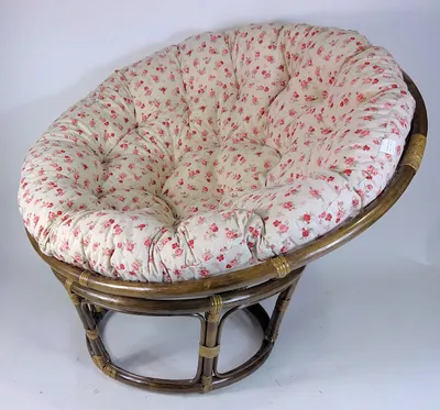 Produktbild von Rattan Papasansessel,Papasan Durchmesser 110 cm, Fb. Darkbrown, Polster Mirha Leinen Rose
