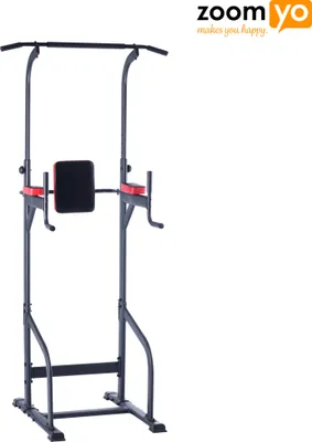 Produktbild von Zoomyo Fitnessstation Power Tower, Kraftstation für ein abwechslungsreiches Training zuhause mit Dipstange, Klimmzug