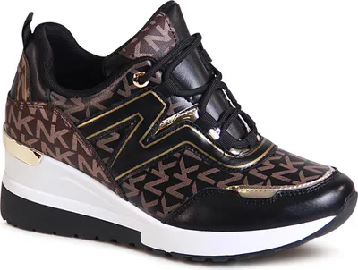 Produktbild von topschuhe24 2503 Damen Keilabsatz Sneaker Print Halbschuhe, Farbe:Schwarz, Größe:36 EU