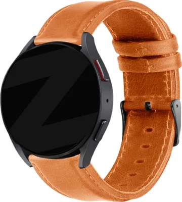 Produktbild von Bandz universelles 20-mm-Lederarmband „Classic“ Samsung Galaxy Watch Galaxy Watch 4 / Watch 5 – Pro / Watch 6 – Classic / Watch 7 (40 & 44 mm) / Watch FE – Lederarmband mit Schnallenverschluss – braun