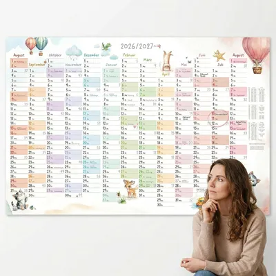 Produktbild von Schuljahreskalender A1, 13 Monate, 2026 bis 2027, 150 g Papier, für Kinder