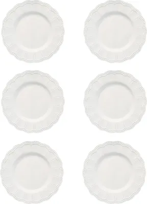 Produktbild von 6er Set Kuchenteller ELITE WHITE weiß rund D. 21cm aus Porzellan Easy Life