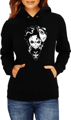 Zdjęcie produktu dla Damska Bluza Z Kapturem Demon Anime Slayer Kimetsu No Yaiba Tanjiro Kamado 003, Lady M / Czarny