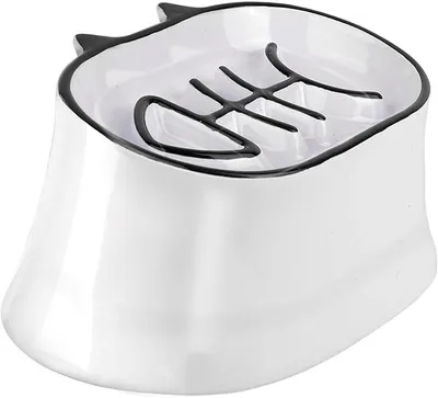 Produktbild von Y YHY Slow Feeder Katzennapf 16cm Keramik erhöht Katzenfutter Schüssel, weiß