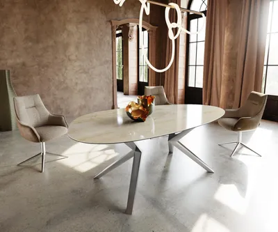 Produktbild von DELIFE Esstisch Edge Oval 220x120 Keramik Iris FMG Onice Oro Zenthara kantig Edelstahl
