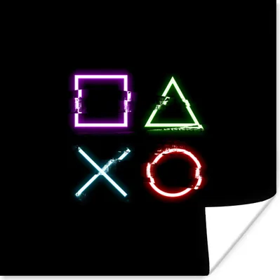 Produktbild von MuchoWow® Poster Spiel - Controller - Neon 50x50 cm - Wohnzimmerdekoration