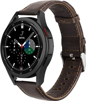Produktbild von Strap-it Samsung Galaxy Watch 4 Classic 42mm Lederarmband (Dunkelbraun)
