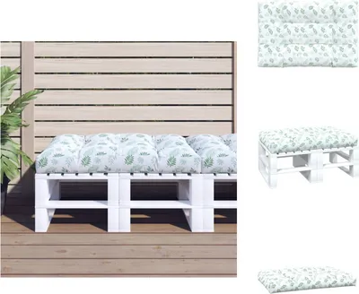 Immagine prodotto di vidaXL Cuscino per pallet con motivo a foglie 120x80x12 cm Tessuto - Cuscino per seduta