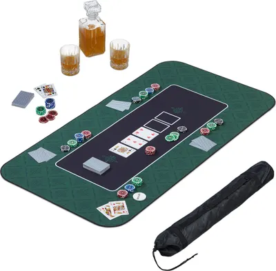 Produktbild von Relaxdays Pokermatte 120x60 cm, 3 mm dick, aus Gummi und Polyester, rutschfest, wasserfest, inkl. Schutzhülle, für mittelgroße und große Tische, verschiedene Farben, 1.1 kg