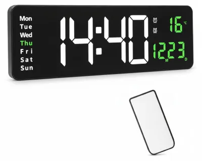 Produktbild von Dripio - Digitale Wanduhr - Großes Display - Weiß - Fernbedienung, KI-generiertes Bild
