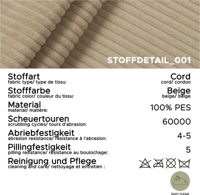 Produktbild von xonox.home Bolivia Sofa L-Form rechts beige B/H/T: 276x91x183cm