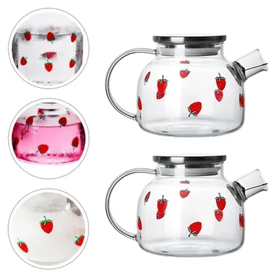 Produktbild von 1 Stück 1000 Ml Teekanne aus Borosilikatglas mit Edelstahlfilter, hitzebeständig für kaltes Wasser und Teezubereitung