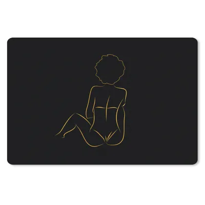 Produktbild von MuchoWow® Schreibtischunterlage Frau - Schwarz - Gold - Strichzeichnung 60x40 cm - XXL Mauspad - Großes Mauspad