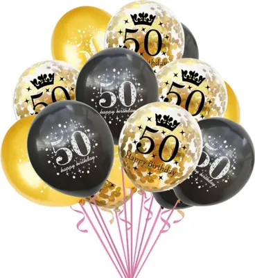 Produktbild von Oblique Unique Konfetti Luftballon Set Zahl 50 Geburtstag Happy Birthday 15 Ballons