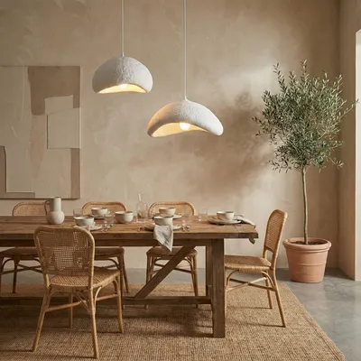 Produktbild von Opviq, Moderne Deckenleuchte (Metallkörper) in Weiß, 50-115 cm höhenverstellbar | Fiberglas-Kappe, Ø40 cm | 2 x E27, max. 40 W | Ideal für Hotel & modernes Zuhause, IP20.