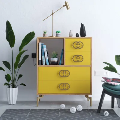 Produktbild von Skye Decor, ELİN, Kommode, Gold, 100 % MELAMINBESCHICHTETE SPANPLATTEN, 70 x 40 x 88,6 cm