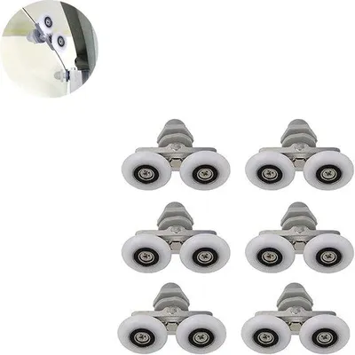 Obrázek produktu pro Sada koleček pro sprchové kouty, průměr 25 mm, plastová kolečka pro dveře sprchových koutů a posuvné průchody