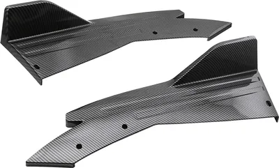 Immagine prodotto di Splitter a labbro del paraurti posteriore, in fibra di carbonio, pinne laterali universali per auto, spoiler per carrozzeria, mentoniera, nero