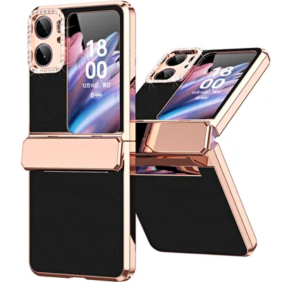 Obrázek produktu pro Pouzdro pro Oppo Find N2 Flip lesklé a diamantovým galvanizované kryt s ochranou pantu černé