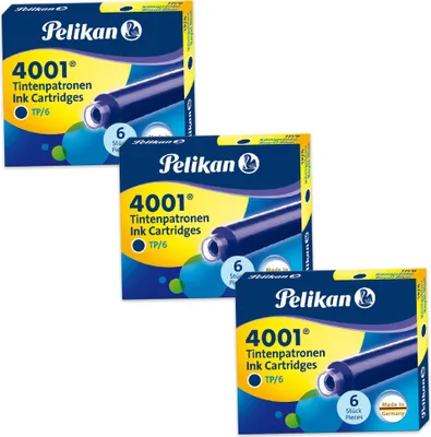 Produktbild von Set - 3er Pack Pelikan Tintenpatronen 4001 TP/6, königsblau