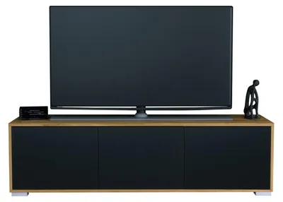 Produktbild von InnoFurn TV-Lowboard Elena, 3 Türen, Push-to-Open, Eiche Evoke/Schwarz matt, 152,5 x 43 x 37 cm