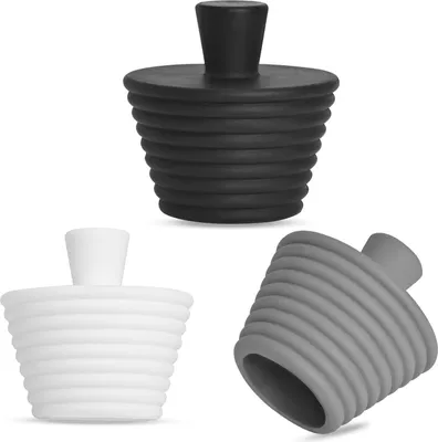 Produktbild von 3 Stück Silikon Abflussstopfen Waschbecken,Universelle Abflussstopfen Für Waschbecken,Geeignet Für Waschbecken, Badewannen, Bäder, Abflüsse, Küchen, Abflussstopfen(Schwarz/Grau/Weiß)