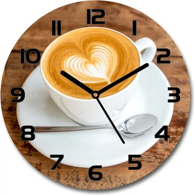 Produktbild von Wanduhr aus Glas 30fi Glasbild Glasuhr Gehärtetes Glas - schwarze-zeiger - Coffee in a cup