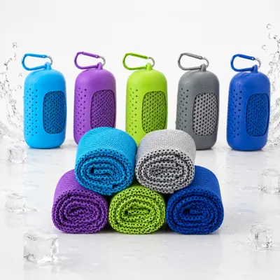 Produktbild von 5 Stück Kühlhandtuch Cooling Towel, 100 x 30 cm, Kühlendes Sporthandtuch schnelltrocknend, Mikrofaser Eishandtuch für Fitness, Gym,Yoga,Laufen,Outdoor