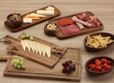 Akazienholz-Schale, dekorativ, für Snacks & Trockenfrüchte, rund, 12 cm