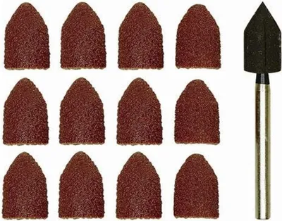 Produktbild von Proxxon 28987 Schleifkappenträger, 9 mm, je 5 Schleifkappen Korn 80 + 150