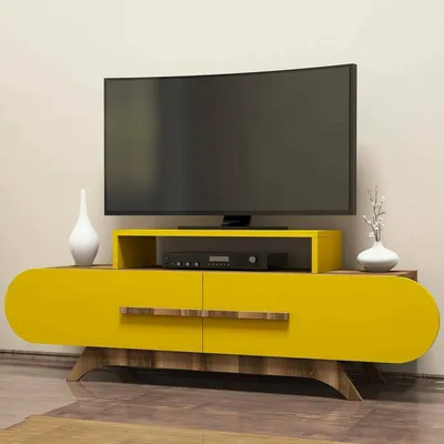 Image de Nesatm - Meuble TV, 145x37x50h cm Noyer Brun, 2 Étagères